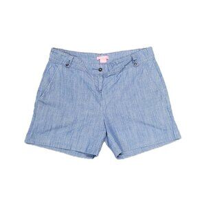 Isaac Mizrahi Size 10 Chino Shorts Blue 100% Cotton Flat Front Casual 5 Pocket